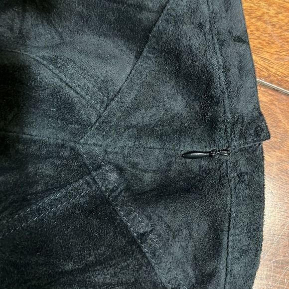 Willi Smith Black Patchwork Suede Leather Midi Skirt Fully Lined  Sz 12 EUC - Picture 6 of 11